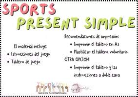 Vista previa - Juegos / Gamificación - SPORTS+PRESENT SIMPLE-SNAKES AND LADDERS - página 1