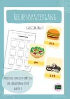 Vorschau - Arbeitsblätter - Rechenspaziergang Klasse 3 Zahlenraum 1000 (Im Restaurant) - Deckblatt