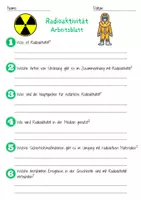 Vorschau - Arbeitsblätter - Radioaktivität Arbeitsblatt 6. & 7.Klasse Physik Chemie mit Lösungen - Seite 1