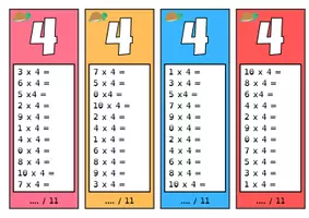Aperçu - Feuilles d'exercices - Fiches exercices : table de 4 - Page de couverture
