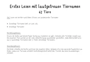 Vorschau - Spiele - Lautgetreues Lesen - mit Tiernamen - Seite 1