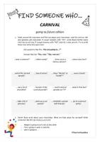 Vorschau - Arbeitsblätter - Find someone who... CARNIVAL (Karneval/Fasching) - going-to-future - Seite 1