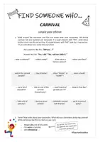 Vorschau - Arbeitsblätter - Find someone who... CARNIVAL (Karneval/Fasching) - simple past - Seite 1