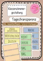 Vorschau - Poster - Tagestransparenz, Stundenplan Karten (auch Schweiz) inkl. bearbeitbare Word-Vorlagen - Deckblatt
