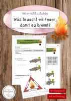 Vorschau - Stundenentwürfe - Unterrichtsstunde mit Hefteintrag und Präsentation: Was braucht ein Feuer, damit es brennt? - Deckblatt
