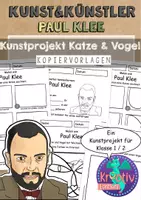 Vorschau - Arbeitsblätter - Kunst Paul Klee - Kunstwerk Katze und Vogel - Deckblatt