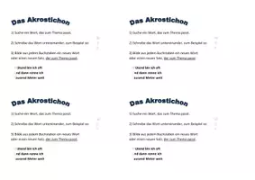 Vorschau - Merkblätter - Akrostichon Handzettel für Kinder - Deckblatt