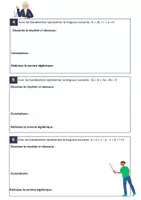 Aperçu - Feuilles d'exercices - Activité de manipulation sur le calcul littéral ! - Page 1