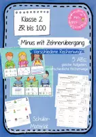 Vorschau - Arbeitsblätter - Rechenwege veranschaulichen im Zahlenraum bis 100, Subtrahieren mit Übergang (ZE-E), Hilfsmittel nutzen - Rechnen mit Übergang - Deckblatt