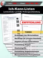 Vorschau - Unterrichtsreihen - Interaktive Ich-Kann-Listen für Mikroökonomie (VWL) - Deckblatt