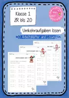 Vorschau - Arbeitsblätter - Umkehraufgaben im Zahlenraum bis 20 - 10 Arbeitsblätter inkl. Lösungen - Deckblatt