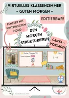 Vorschau - Präsentationen/Tafelbilder - 🌷 Virtuelles Klassenzimmer ☀️ Guten Morgen Tafelbild Organisiere deinen Morgen mühelos! Powerpoint + Canva-Vorlage - Seite 1