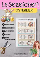 Vorschau - Mal- und Bastelvorlagen - Lesezeichen mit Sprüchen über Ostereier bemalen - Seite 1