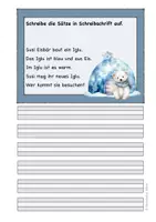 Vorschau - Arbeitsblätter - Schreibschrift üben, Eisbär, Diktat, Arbeitsblätter, Wendediktat, Tandemdiktat - Seite 3