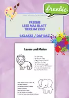 Vorschau - Arbeitsblätter - FREEBIE: Lies-Mal-Blatt Zoo Tiere 1. Klasse (DAF DAZ) - Deckblatt