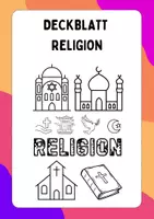Vorschau - Arbeitsblätter - Deckblatt Religion Religionsmappe, zum Ausmalen, Ausmalbild, Ausmalbilder, Kunst - Deckblatt