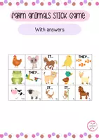 Vista previa - Juegos / Gamificación - FARM ANIMALS STICK GAME - with answers - Portada