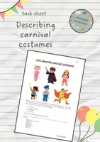 Vorschau - Arbeitsblätter - Describing carnival costumes - writing activity - Deckblatt