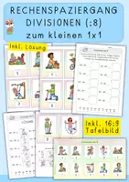 Vorschau - Arbeitsblätter - Rechenspaziergang, 8er Division zum kleinen Einmaleins - Deckblatt