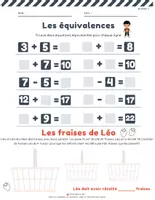 Aperçu - Feuilles d'exercices - Opérations équivalentes - additions et soustractions - Page de couverture