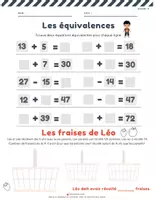 Aperçu - Feuilles d'exercices - Opérations équivalentes - additions et soustractions - Page 1