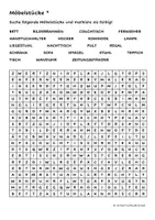 Vorschau - Arbeitsblätter - Suchsel Möbelstücke (2-fach differenziert) - Deckblatt