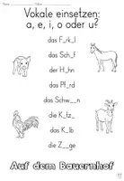 Vorschau - Arbeitsblätter - Vokale einsetzen "Tiere auf dem Bauernhof" DaZ / DaF / Deutsch - Seite 2