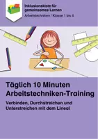 Vorschau - Arbeitsblätter - Täglich 10 Minuten Arbeitstechniken-Training: Verbinden, Durchstreichen und Unterstreichen mit dem Lineal - Deckblatt