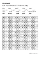 Vorschau - Arbeitsblätter - Suchsel Körperteile (2-fach differenziert) - Deckblatt