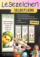 Vorschau - Mal- und Bastelvorlagen - Lesezeichen Affirmationen über Selbstliebe mit Ostermotiven - Deckblatt
