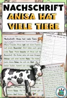 Vorschau - Arbeitsblätter - Nachschrift "Anisa hat viele Tiere" mit Knickdiktat und Lückentext - Tiere auf dem Bauernhof - DaZ / DaF / Deutsch - Deckblatt