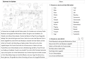Vorschau - Arbeitsblätter - Leseverstehen | Lesen und verstehen | Leseverständnis | Sommer | Deutsch - Seite 1