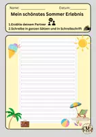 Vorschau - Arbeitsblätter - Mein schönstes Sommer Erlebnis - freies Schreiben - Deckblatt
