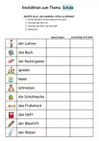 Vorschau - Arbeitsblätter - Knickdiktat DaZ Lernwörter (Schule, Emotionen, Lebensmittel, Kino) - Seite 3