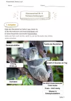 Vorschau - Klassenarbeiten - Tierbeschreibung (Koala): Klassenarbeit und EWH - Deckblatt