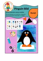 Vorschau - Mal- und Bastelvorlagen - Pinguinbild mit Schablonen, Bilder-Anleitung und einem Beispiel - Deckblatt