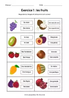 Aperçu - Feuilles d'exercices - Exercice de vocabulaire sur les fruits A1 / FLE - Page 1