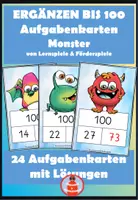 Vorschau - Stationenlernen - Ergänzen bis 100 - Aufgabenkarten Monster - Deckblatt
