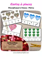 Aperçu - Apprentissages en autonomie - Cartes à pince - Dénombrement - Coeurs et Saint Valentin - Photos - Page de couverture