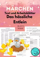 Vorschau - Arbeitsblätter - Das hässliche Entlein: Märchentext, Fragen, Arbeitsblätter - Deckblatt