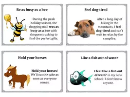 Vorschau - Arbeitsblätter - Figurative Language, Animal Idioms in English: Context, Questions, Picture Cards - Seite 1