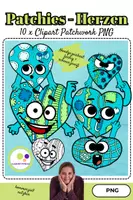 Vorschau - Präsentationen/Tafelbilder - Die "Patchies" - Cliparts Herzen im Patchwork - Style | kommerzielle Nutzung - Deckblatt