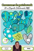 Vista previa - Decoración del aula - Paquete de materiales: Clipart corazones patchwork | uso comercial - página 1
