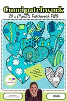 anteprima - Flashcard - Cuori clipart in stile patchwork | uso commerciale - Pagina di copertina