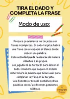Vista previa - Tarjetas / Manipulativos - Tira el dado y completa la frase correcta- Fonema R fuerte - página 3