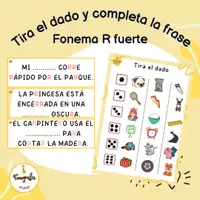 Vista previa - Tarjetas / Manipulativos - Tira el dado y completa la frase correcta- Fonema R fuerte - Portada