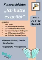 Vorschau - Arbeitsblätter - Kurzgeschichte: „Ich hatte es geübt“ mit Aufgaben zu Inhalt, sprachlichen Mitteln, Beziehung der Personen (Themen: Verlust, Familie) - Deckblatt