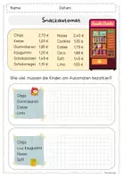 Vorschau - Arbeitsblätter - Geld Rechnen mit Euro und Cent / Snackautomat - Deckblatt
