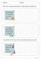 Vorschau - Arbeitsblätter - Geld Rechnen mit Euro und Cent / Snackautomat - Seite 1
