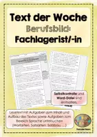Vorschau - Arbeitsblätter - Text der Woche: Berufsbild - Fachlagerist/-in - Deckblatt